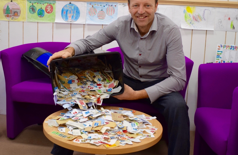 Derek with his stamp collection