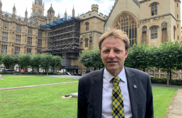 Derek outside Parliament